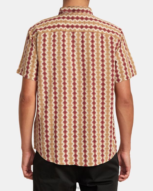 衣類 TP8J136 辰砂 RVCA 男性 しまガーゼ​​半袖シャツ