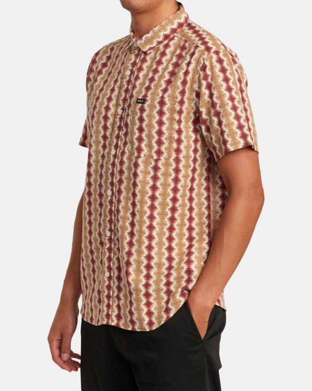 衣類 TP8J136 辰砂 RVCA 男性 しまガーゼ​​半袖シャツ