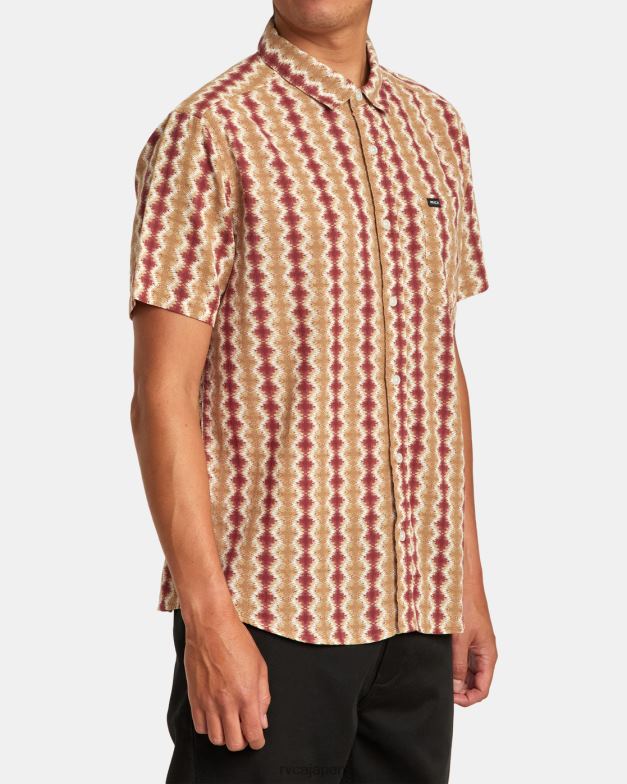 衣類 TP8J136 辰砂 RVCA 男性 しまガーゼ​​半袖シャツ