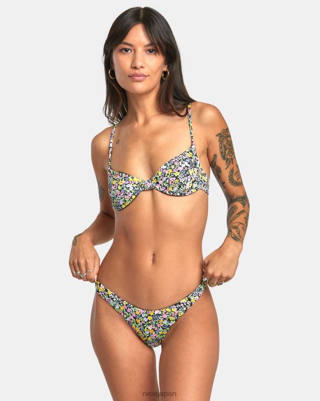 泳ぐ TP8J1378 マルチ RVCA 女性 フラワーフィールドの超露出度の高いビキニボトムス