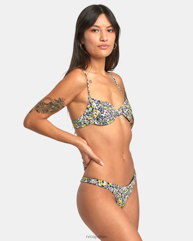 泳ぐ TP8J1378 マルチ RVCA 女性 フラワーフィールドの超露出度の高いビキニボトムス