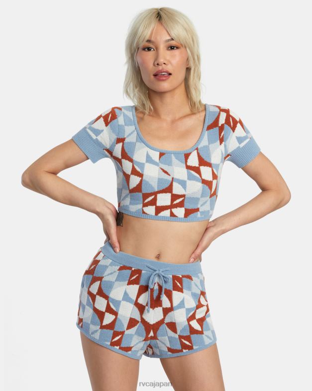 衣類 TP8J1385 サンダルウッド RVCA 女性 ジオード ニット クロップトップ