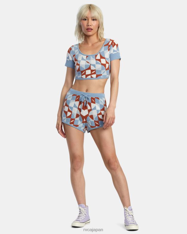 衣類 TP8J1385 サンダルウッド RVCA 女性 ジオード ニット クロップトップ