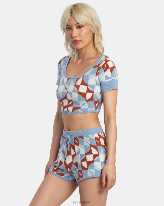 衣類 TP8J1385 サンダルウッド RVCA 女性 ジオード ニット クロップトップ