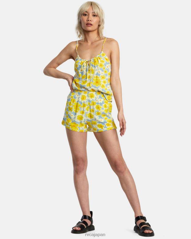 衣類 TP8J1406 ダスティブルー RVCA 女性 ソーヤープリント エラスティックウエストショーツ