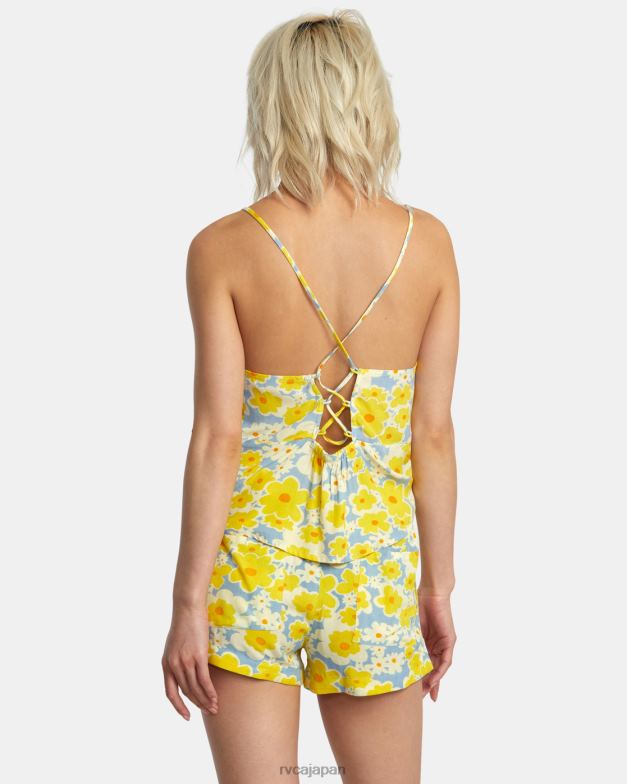 衣類 TP8J1406 ダスティブルー RVCA 女性 ソーヤープリント エラスティックウエストショーツ