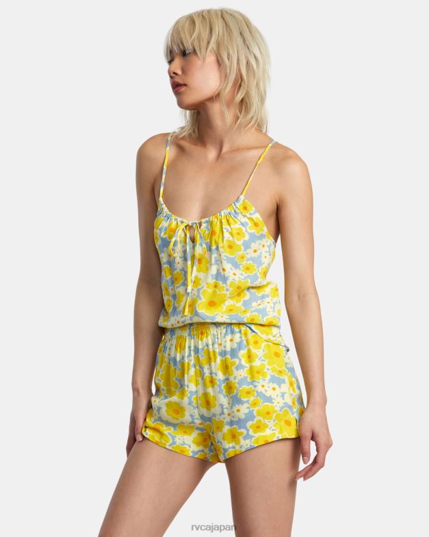 衣類 TP8J1406 ダスティブルー RVCA 女性 ソーヤープリント エラスティックウエストショーツ