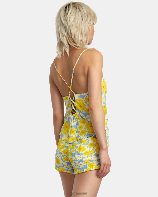 衣類 TP8J1406 ダスティブルー RVCA 女性 ソーヤープリント エラスティックウエストショーツ