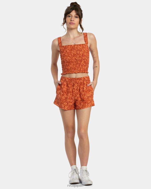 衣類 TP8J1421 サンダルウッド RVCA 女性 ソーヤープリント エラスティックウエストショーツ