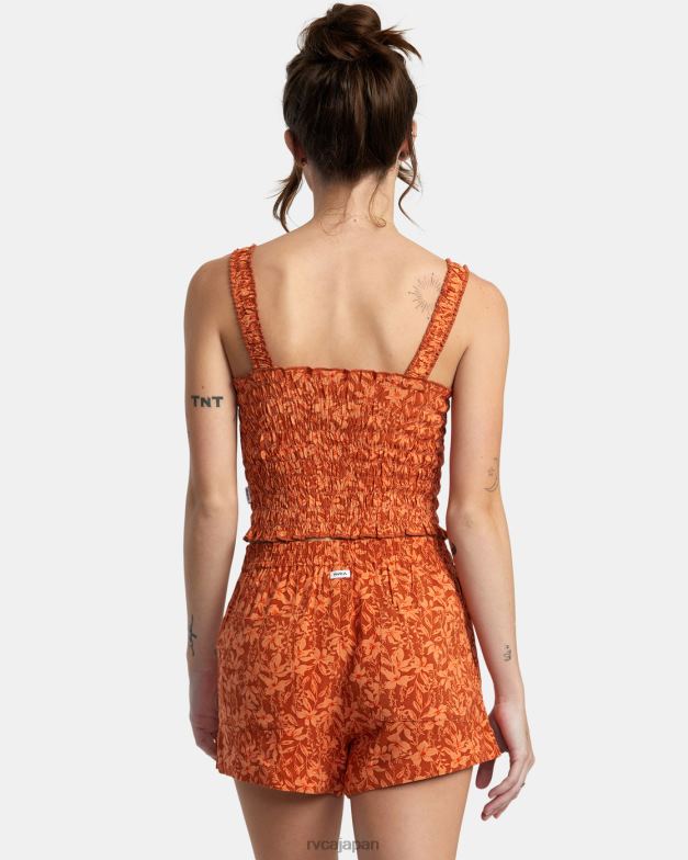 衣類 TP8J1421 サンダルウッド RVCA 女性 ソーヤープリント エラスティックウエストショーツ