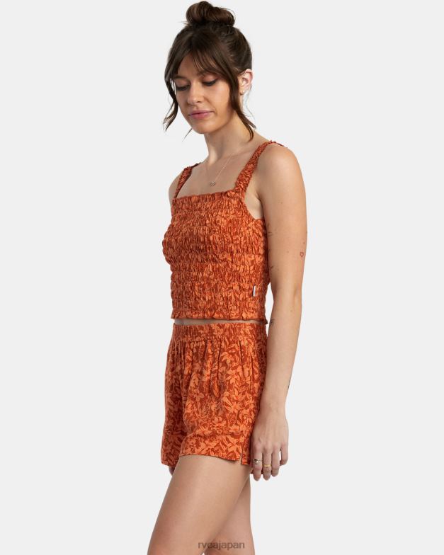 衣類 TP8J1421 サンダルウッド RVCA 女性 ソーヤープリント エラスティックウエストショーツ