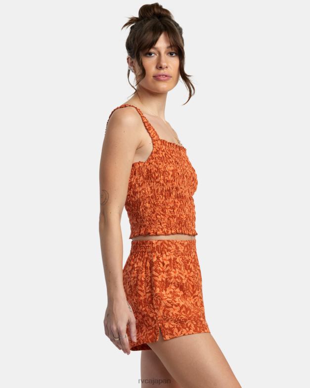 衣類 TP8J1421 サンダルウッド RVCA 女性 ソーヤープリント エラスティックウエストショーツ