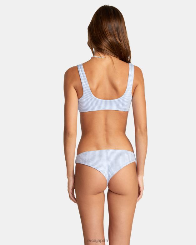 泳ぐ TP8J1459 アッシュブルー RVCA 女性 ギンガムチェックリバーシブルブラレットビキニトップ