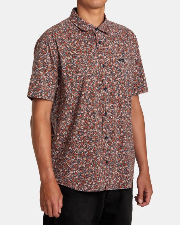 衣類 TP8J145 ムーディーブルー RVCA 男性 イングリッシュローズ半袖シャツ