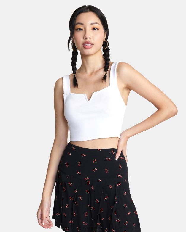 衣類 TP8J1484 白いささやき声 RVCA 女性 プレジャークロップドタンクトップ