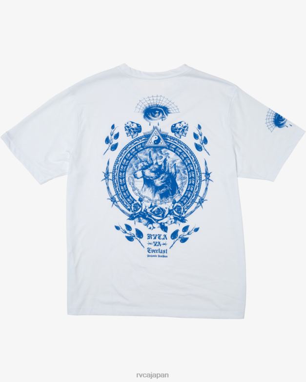 衣類 TP8J149 白 RVCA 男性 エバーラスト × ベンジャミン ジャンジャン Tシャツ
