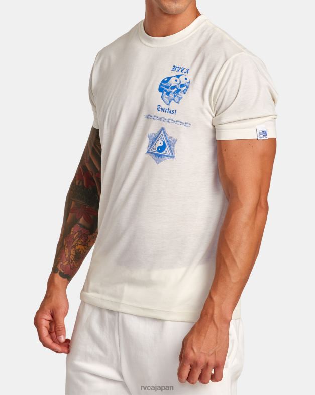 衣類 TP8J149 白 RVCA 男性 エバーラスト × ベンジャミン ジャンジャン Tシャツ