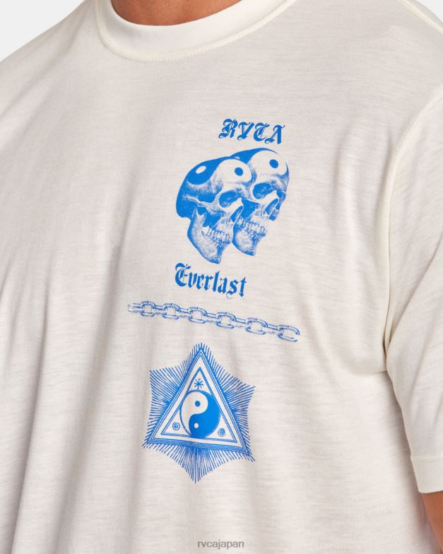 衣類 TP8J149 白 RVCA 男性 エバーラスト × ベンジャミン ジャンジャン Tシャツ