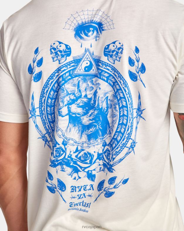 衣類 TP8J149 白 RVCA 男性 エバーラスト × ベンジャミン ジャンジャン Tシャツ