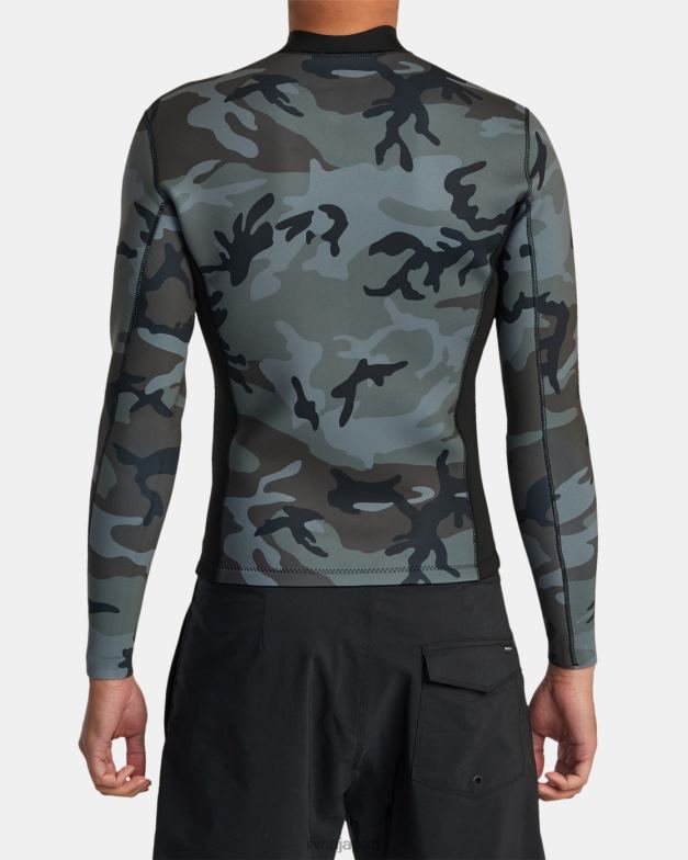 衣類 TP8J152 迷彩柄 RVCA ユニセックス 2mmバランスフロントジップウェットスーツジャケット