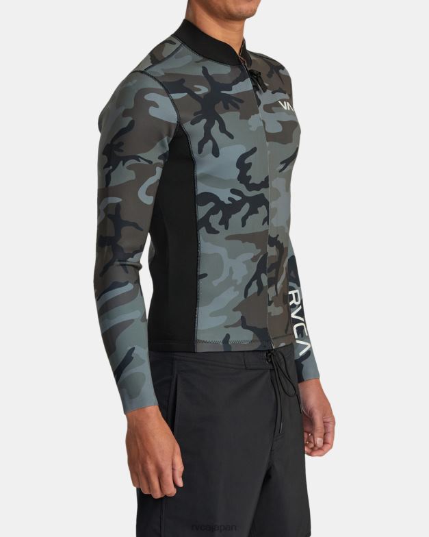 衣類 TP8J152 迷彩柄 RVCA ユニセックス 2mmバランスフロントジップウェットスーツジャケット