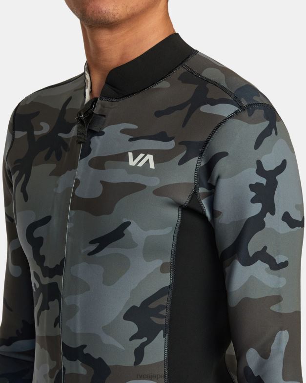 衣類 TP8J152 迷彩柄 RVCA ユニセックス 2mmバランスフロントジップウェットスーツジャケット