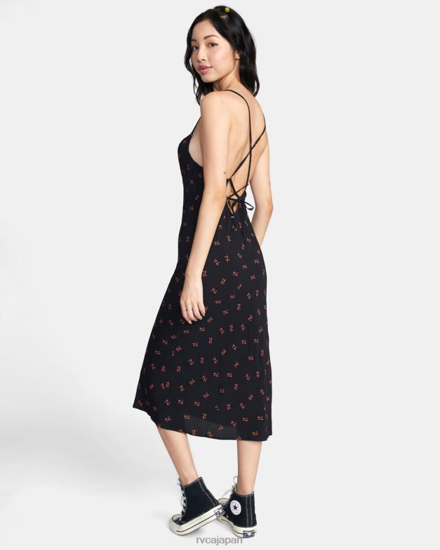 衣類 TP8J1533 黒 RVCA 女性 フィービー ミディドレス