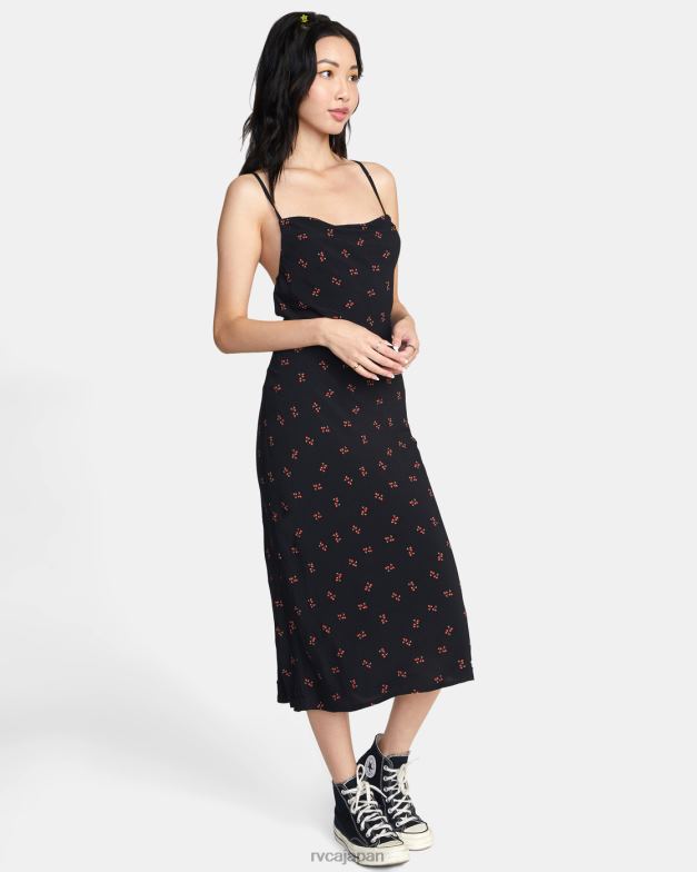 衣類 TP8J1533 黒 RVCA 女性 フィービー ミディドレス