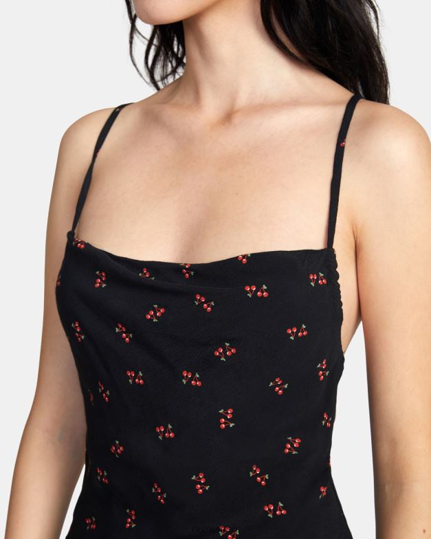 衣類 TP8J1533 黒 RVCA 女性 フィービー ミディドレス