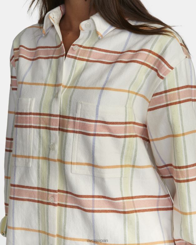 衣類 TP8J1543 白いささやき声 RVCA 女性 ラッシュ長袖フランネルシャツ