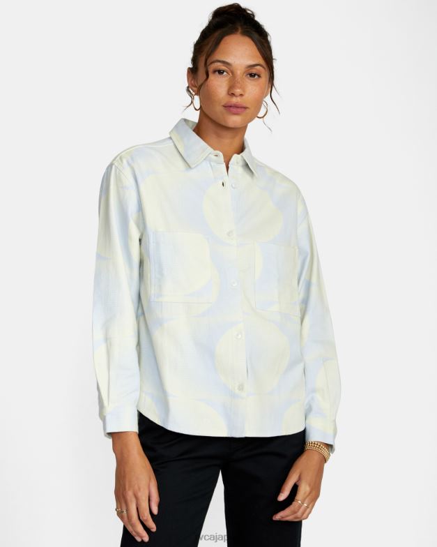 衣類 TP8J1547 ハロゲンブルー RVCA 女性 ラッシュ長袖フランネルシャツ