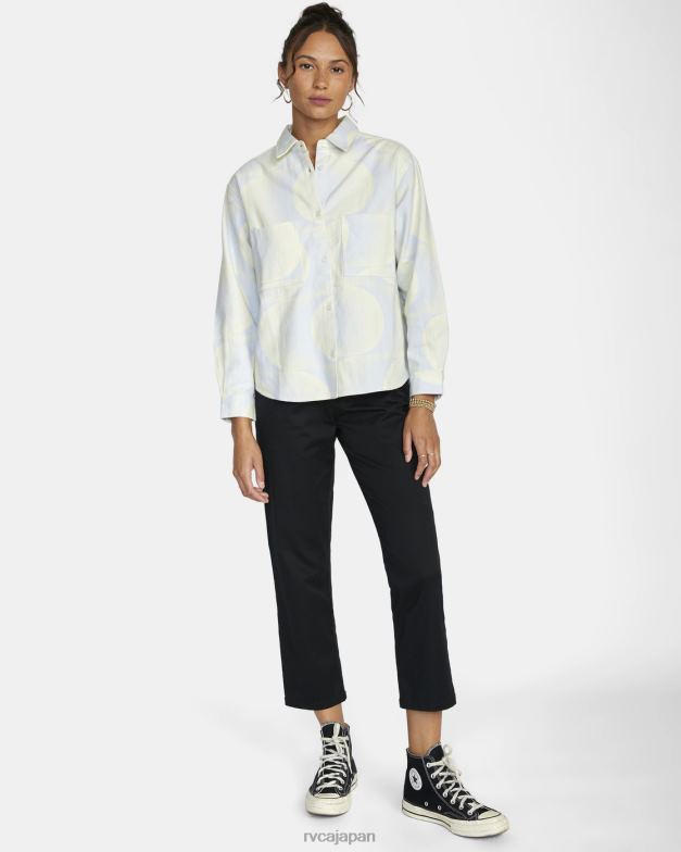 衣類 TP8J1547 ハロゲンブルー RVCA 女性 ラッシュ長袖フランネルシャツ