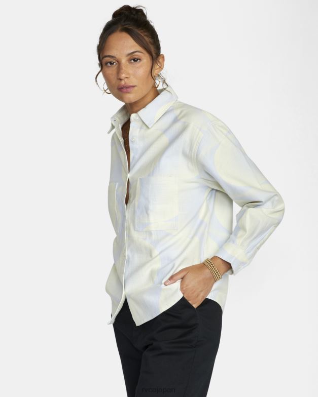 衣類 TP8J1547 ハロゲンブルー RVCA 女性 ラッシュ長袖フランネルシャツ