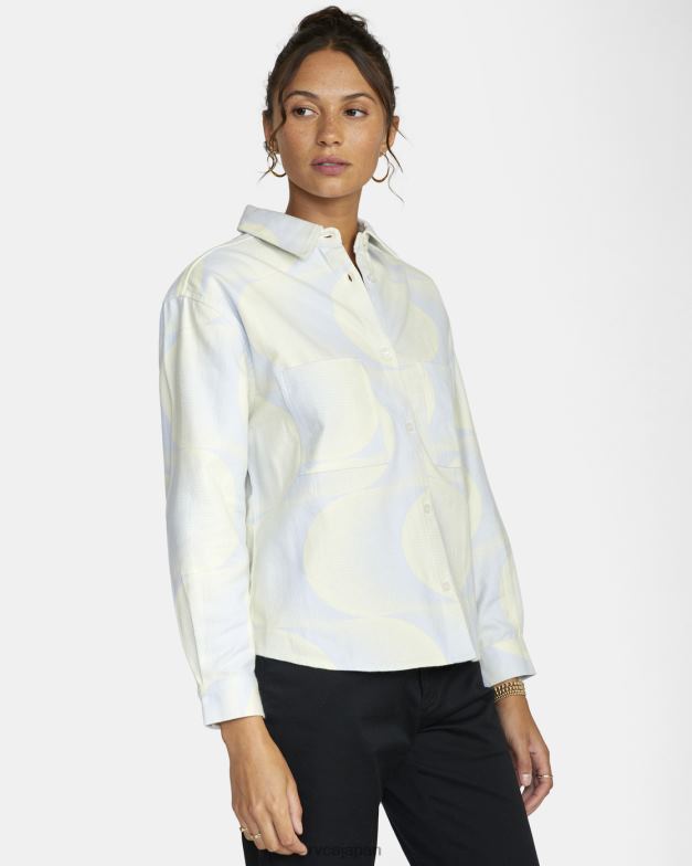 衣類 TP8J1547 ハロゲンブルー RVCA 女性 ラッシュ長袖フランネルシャツ