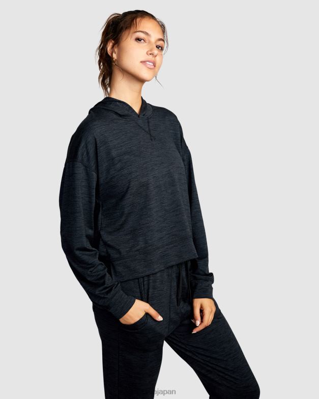 衣類 TP8J1551 ブラックヘザー RVCA 女性 c-able クロップド ワークアウト パーカー