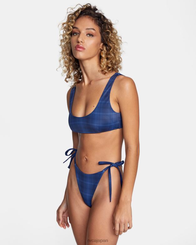 泳ぐ TP8J1557 ムーディーブルー RVCA 女性 チェック柄のシティ露出度の高いビキニボトムス