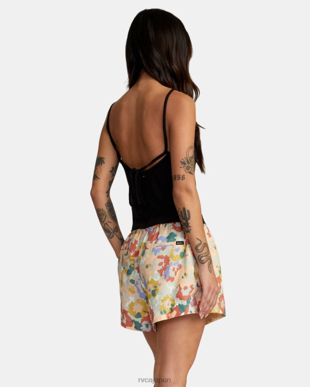 衣類 TP8J1571 マルチ RVCA 女性 リネンソーヤー伸縮性ウエストショーツ