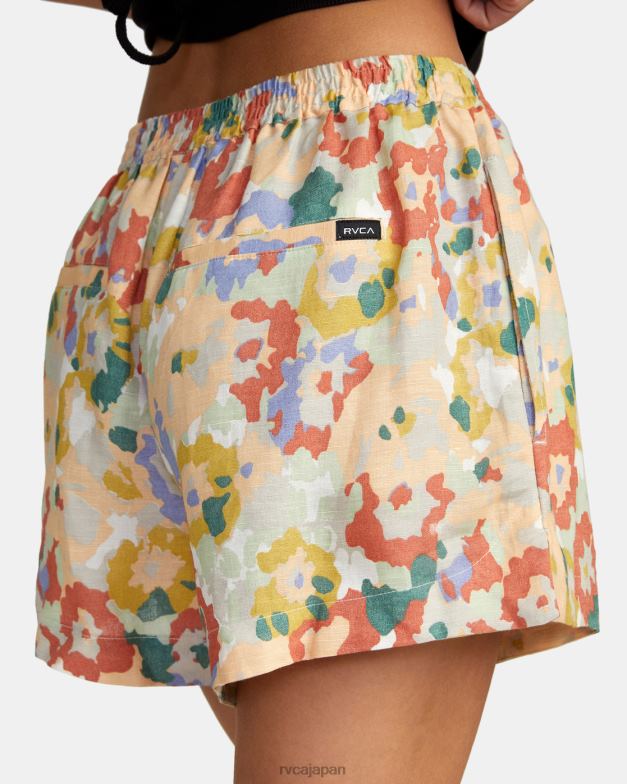 衣類 TP8J1571 マルチ RVCA 女性 リネンソーヤー伸縮性ウエストショーツ