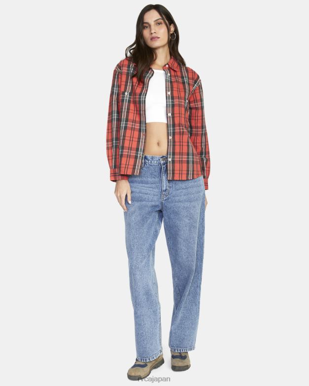 衣類 TP8J1578 菊 RVCA 女性 悪名高い長袖フランネルシャツ