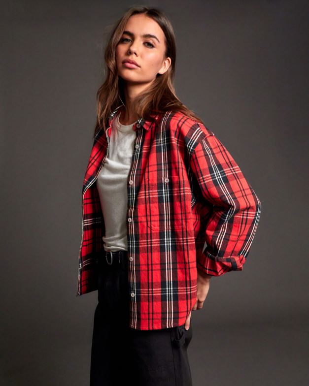 衣類 TP8J1578 菊 RVCA 女性 悪名高い長袖フランネルシャツ