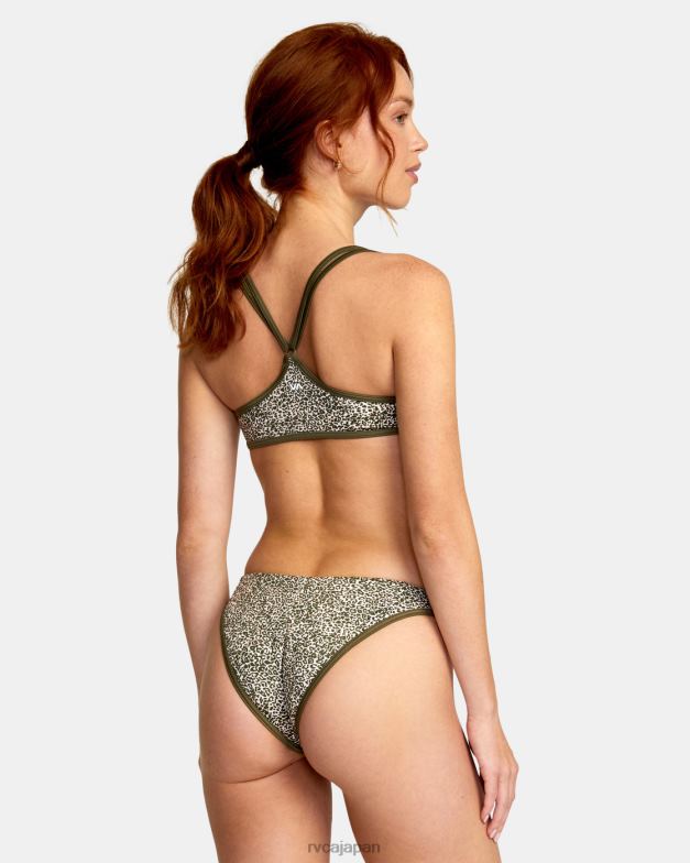泳ぐ TP8J1592 マイクロキャットオリーブ RVCA 女性 ブロックされたハイレッグビキニボトムス