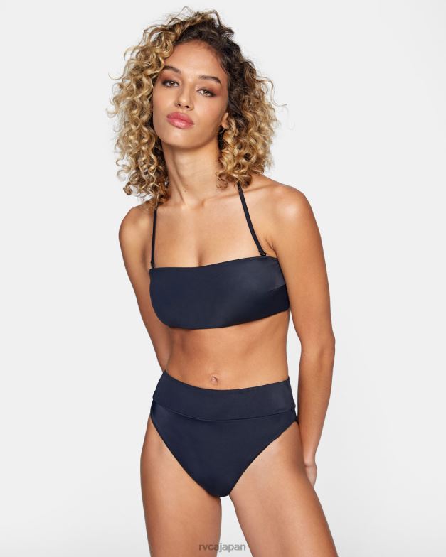 泳ぐ TP8J1621 黒 RVCA 女性 タイバックホルターバンドゥビキニトップ