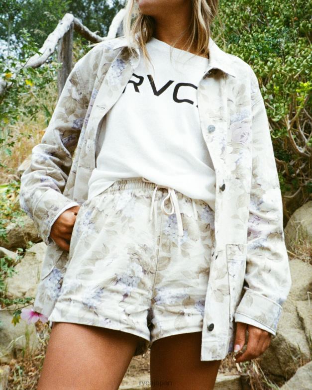 衣類 TP8J1629 オートミール RVCA 女性 キャンプソーヤー エラスティックウエストショーツ