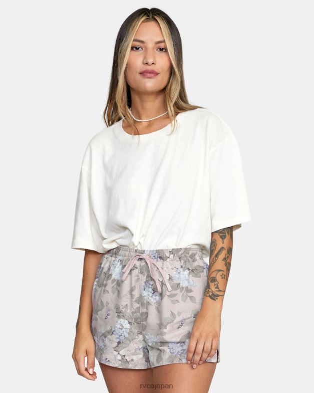衣類 TP8J1629 オートミール RVCA 女性 キャンプソーヤー エラスティックウエストショーツ