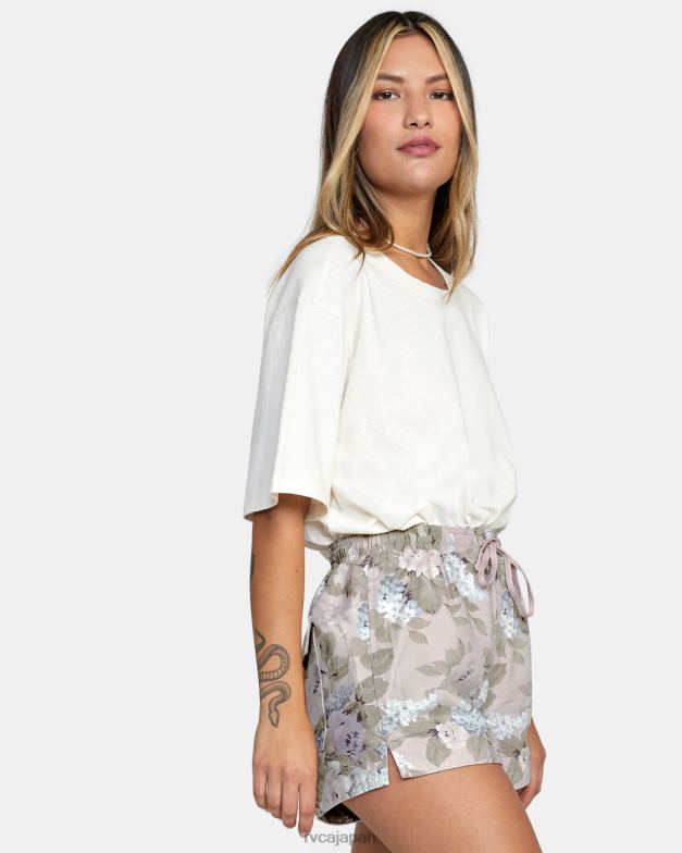 衣類 TP8J1629 オートミール RVCA 女性 キャンプソーヤー エラスティックウエストショーツ