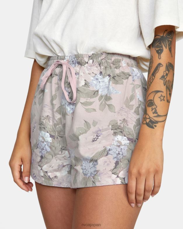 衣類 TP8J1629 オートミール RVCA 女性 キャンプソーヤー エラスティックウエストショーツ