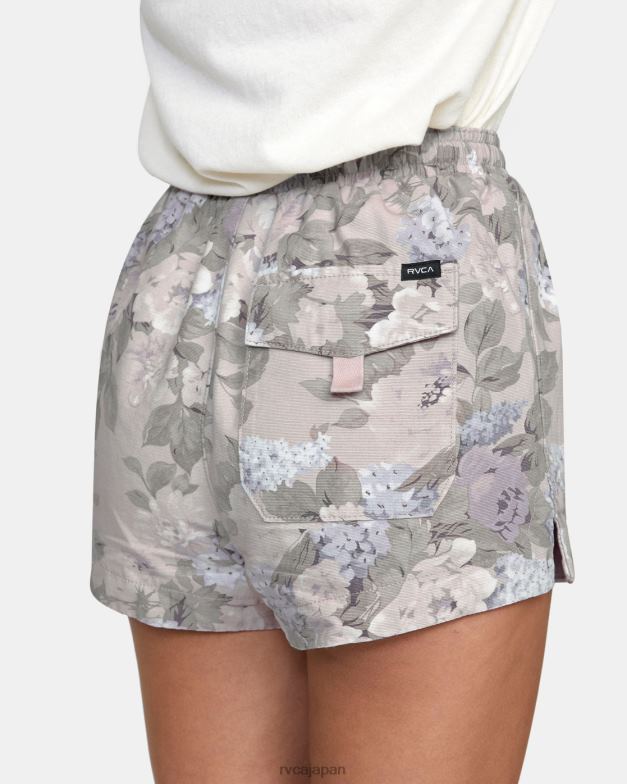衣類 TP8J1629 オートミール RVCA 女性 キャンプソーヤー エラスティックウエストショーツ