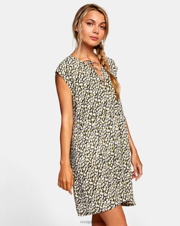 泳ぐ TP8J1655 黒 RVCA 女性 浅いノースリーブベビードールドレス