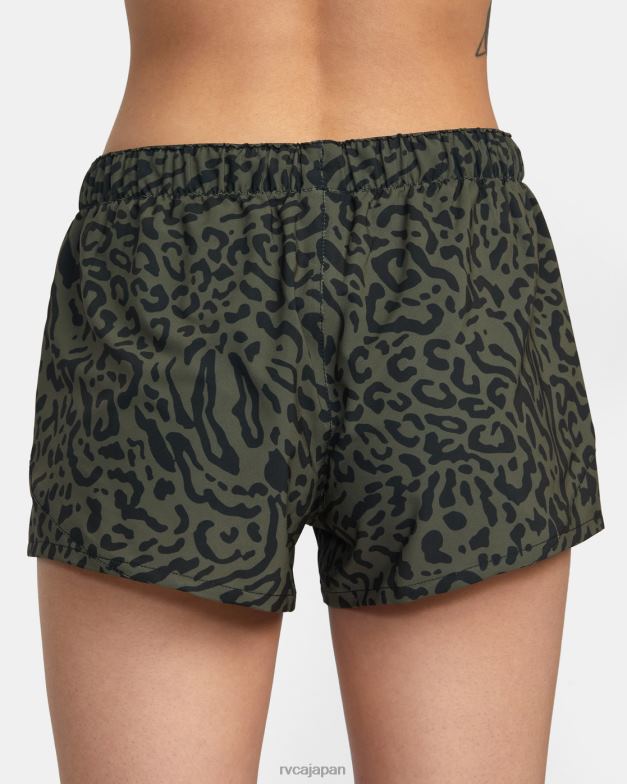 衣類 TP8J1661 動物のオリーブ RVCA 女性 VA エッセンシャル ローライズ ヨガー スポーツ ショーツ