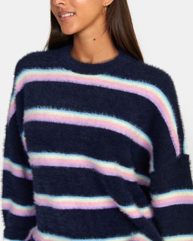 衣類 TP8J1665 夜中 RVCA 女性 プランジクルーネックセーター